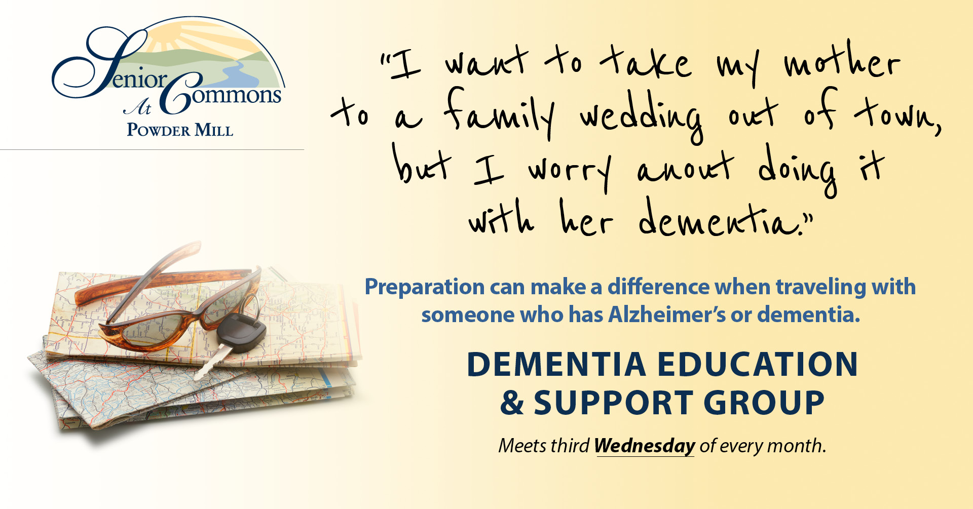 Dementia support group travel preparation flyer